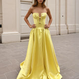 Gabrielle Strapless Bow Gown - Yellow