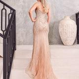 Gloria Beaded Gown - Rose Gold