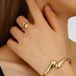 Honey Bangle Bracelet and Ring Set Gold