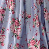 Donatella Satin Corset Gown Pale Blue Floral Fabric