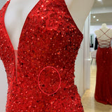 Paige Sequin Gown - Red [SAMPLE]