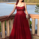 Lilla Corset Tulle Gown - Ruby