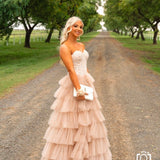 Celeste Layered Strapless Ball Gown - Blush