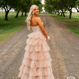 Celeste Layered Strapless Gown - Blush