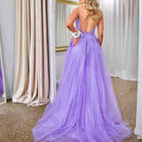 Iris Corset Sequin Tulle Gown - Lilac