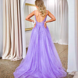 Iris Corset Sequin Tulle Gown - Lilac