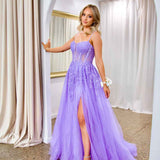 Iris Corset Sequin Tulle Gown - Lilac