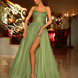 Iris Corset Lace Gown - Olive Green