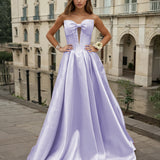 Isabelle Mikado Gown Strapless Bow Lilac Front