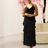 Jolene Ruffle Maxi Dress - Black