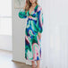 Kai Stain Maxi Dress - Blue Pink Print