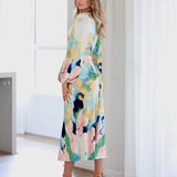 Kai Satin Maxi Dress - White Print