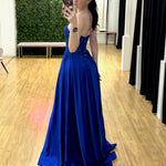 Kaia Strapless Corset Gown Cobalt back