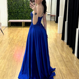 Kaia Strapless Corset Gown Cobalt back
