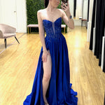 Kaia Strapless Corset Gown Cobalt front