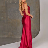 Niki Corset Satin Gown - Ruby