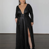 Kylie Stretch Shimmer Gown - Black