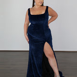 Lana Glittery Velvet Gown - Navy Glitter