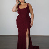 Lana Metallic Jersey Gown - Flame