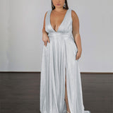 Lexa Stretch Shimmer Gown - Crytal White