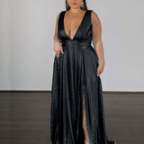 Lexa Stretch Shimmer Gown - Black