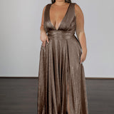 Lexa Stretch Shimmer Gown - Copper