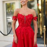 Liana Off Shoulder Corset Gown - Red