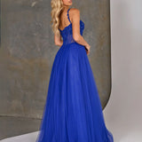 Lilla Corset Tulle Gown - Cobalt