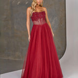 Lilla Corset Tulle Gown - Ruby