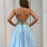 Livia Ball Gown Corset Blue Back