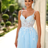 Livia Corset Lace Gown - Icy Blue