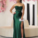 Madeline Corset Satin Gown Emerald Front