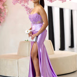 Madeline Corset Satin Gown - Lilac