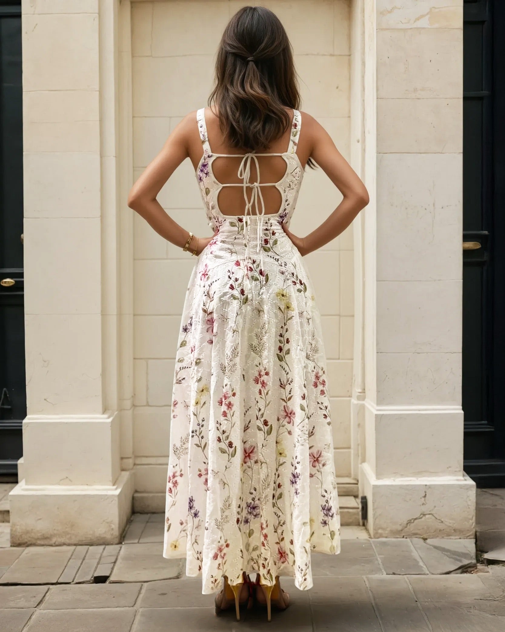 Magnolia One Shoulder Mini Dress Pink Floral Back