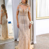 Mariah Beaded Gown - Nude