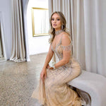 Mariah Beaded Gown - Nude