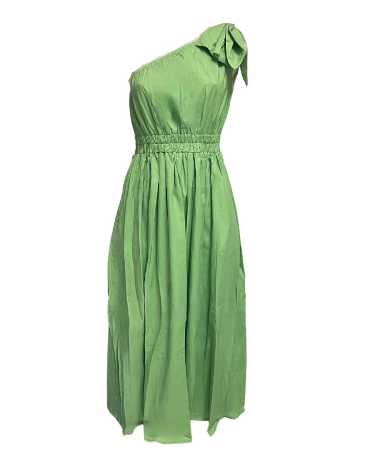 Angelina One Shoulder Maxi Dress - Green