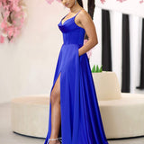 Marlia Corset Satin Gown - Royal Blue