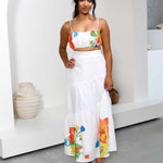 Medina Maxi Skirt - White Floral