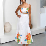 Medina Maxi Skirt - White Floral