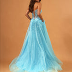Melina Tulle Corset Gown Aqua Back