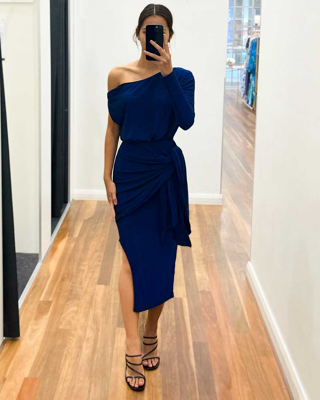 Merlow Glitter Midi Dress - Navy