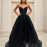 Milla Strapless Beaded Gown - Black