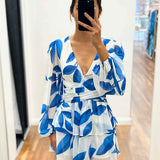 Monique Mini Dress - Blue Print