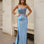 Montana Corset Satin Fitted Formal Gown Blue