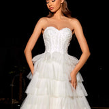 Celeste Layered Strapless Gown - Ivory