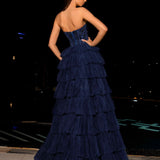 Celeste Layered Strapless Gown - Navy