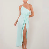 Nadia Satin Midi Dress - Mint