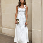 Noemi Halterneck Maxi Dress White Front