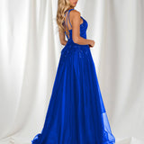 Narise One Shoulder Tulle Gown - Royal Blue